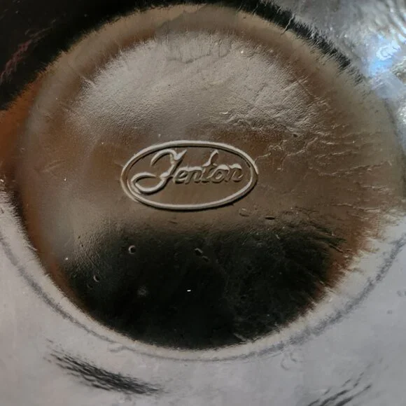 Fenton Carnival Glass Bowl Iridescent Ruffled Edge Hearts Pattern 11" Bowl - Picture 9 of 12